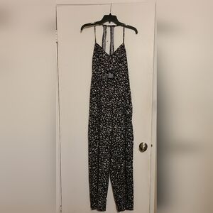 Express Black and White Floral Jumpsuit